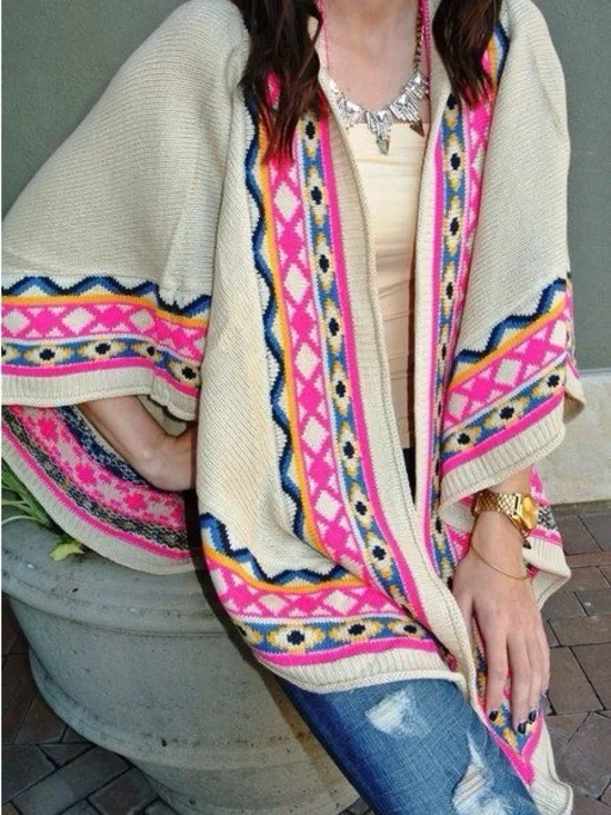 Hard to Find Mara Hoffman Cream Knit Evil Eye Poncho size One Size - Picture 4 of 8